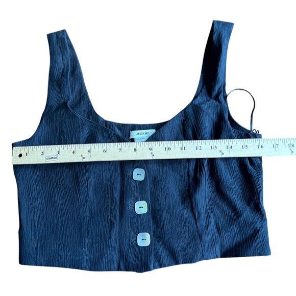 Jason Wu Womens Black Square Mother of Pearl Sleeveless Button Vest Crop Top Sma - Picture 5 of 14